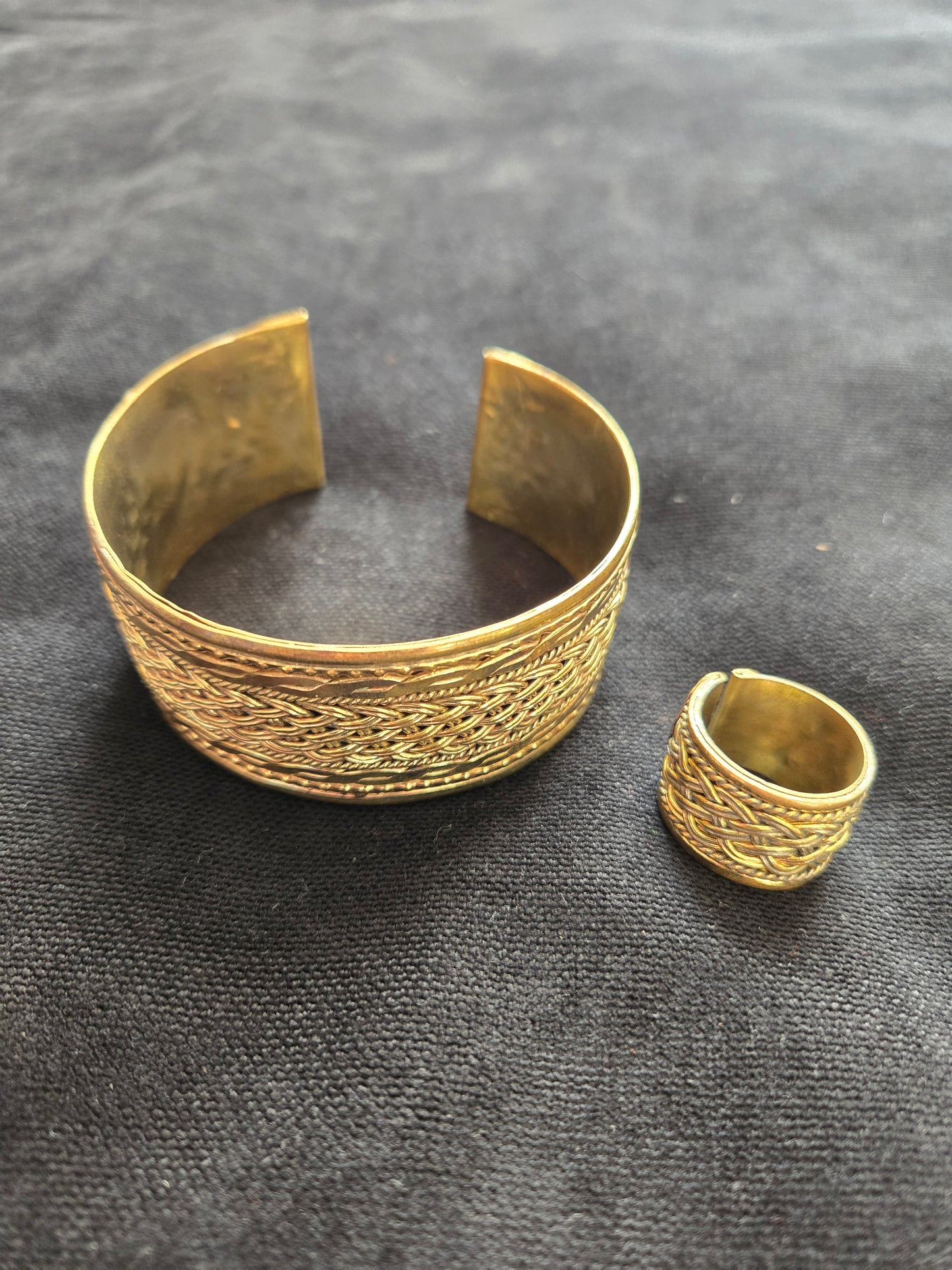 Engraved Copper Bracelet & Ring Set