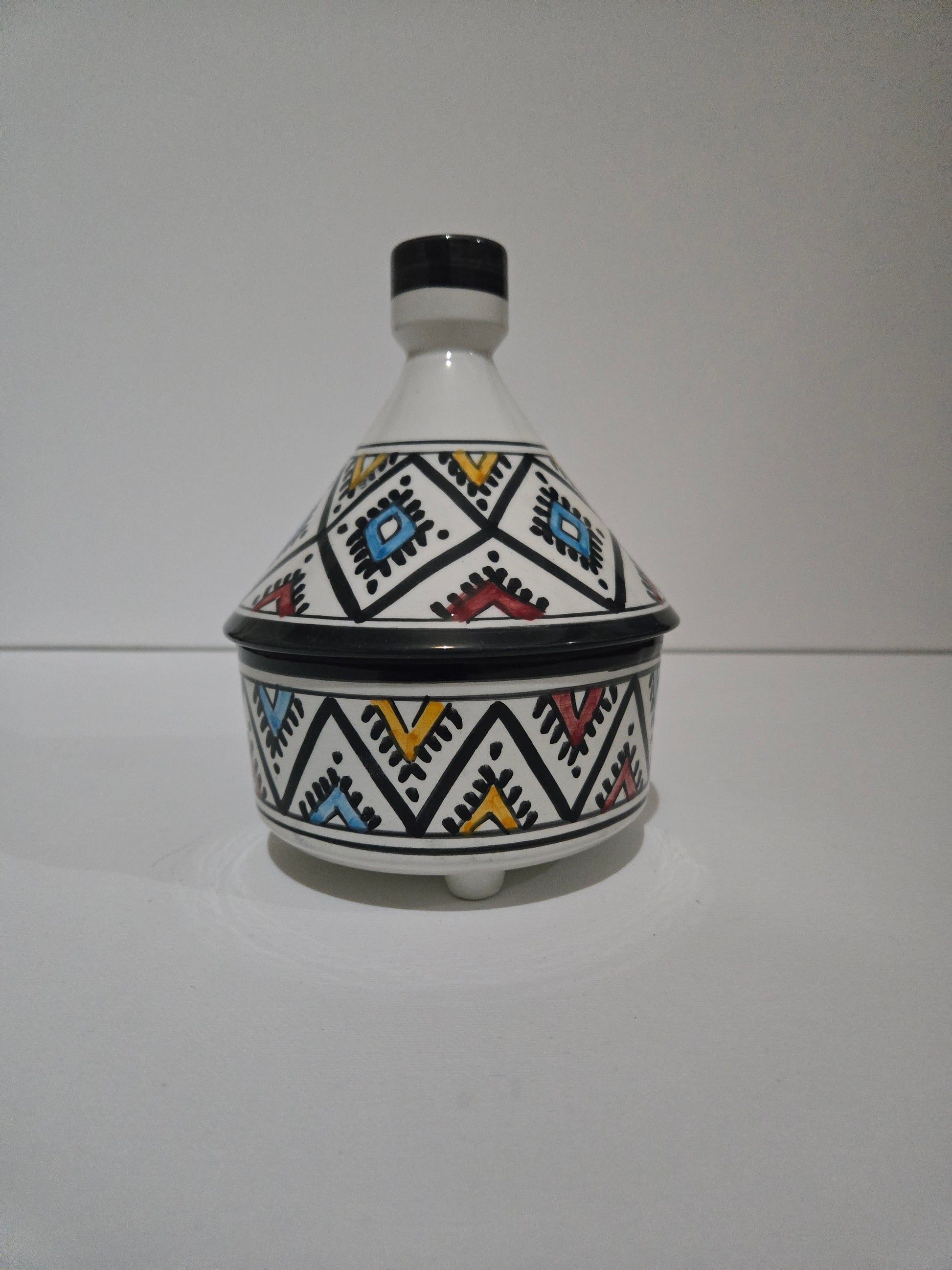 Marokkanische Keramik Tajine buntes Muster – handgemacht
