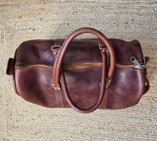 Handgefertigte dunkelbraune Ledertasche