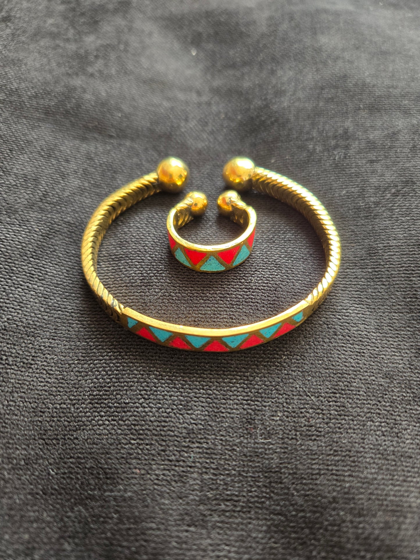 Ägyptisches Lotus Schmuckset aus Kupfer – Handgefertigtes Armband & Ring