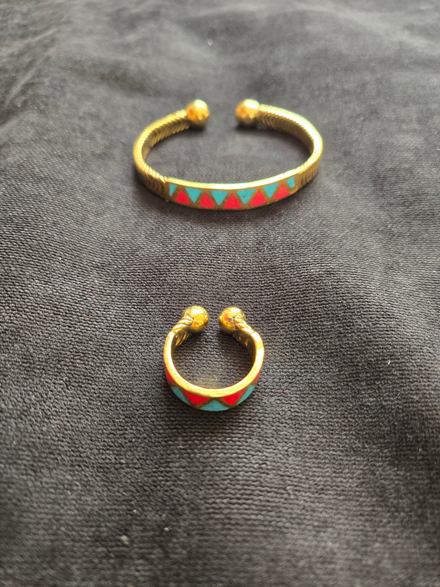 Ägyptisches Lotus Schmuckset aus Kupfer – Handgefertigtes Armband & Ring