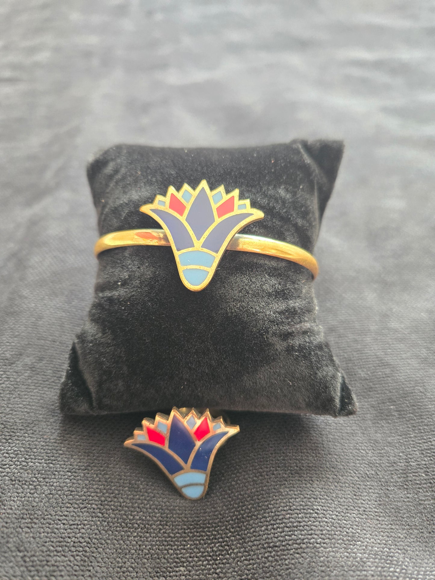 Ancient Egyptian Lotus Center Jewelry Set – Copper Bracelet & Ring