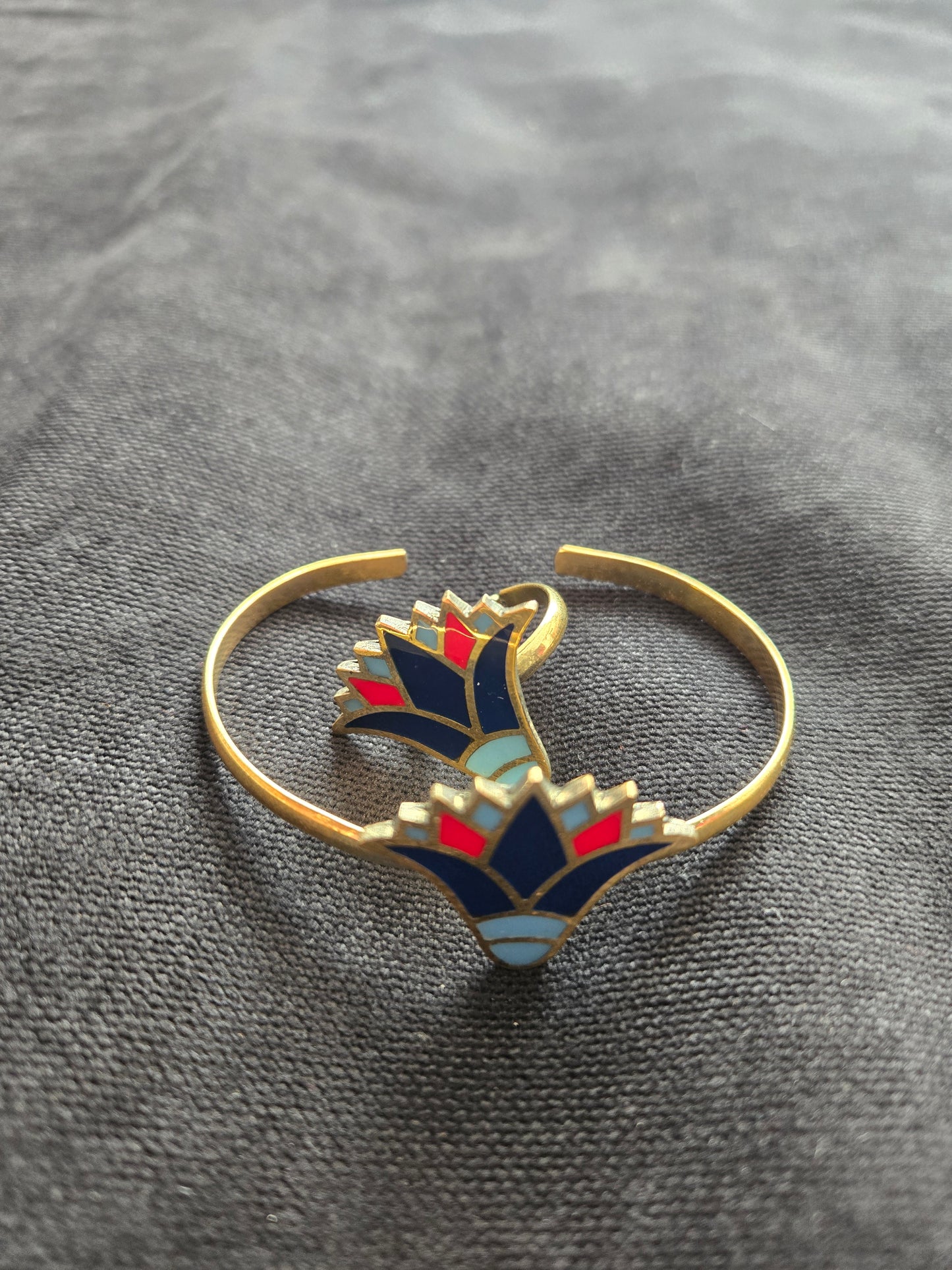 Ancient Egyptian Lotus Center Jewelry Set – Copper Bracelet & Ring