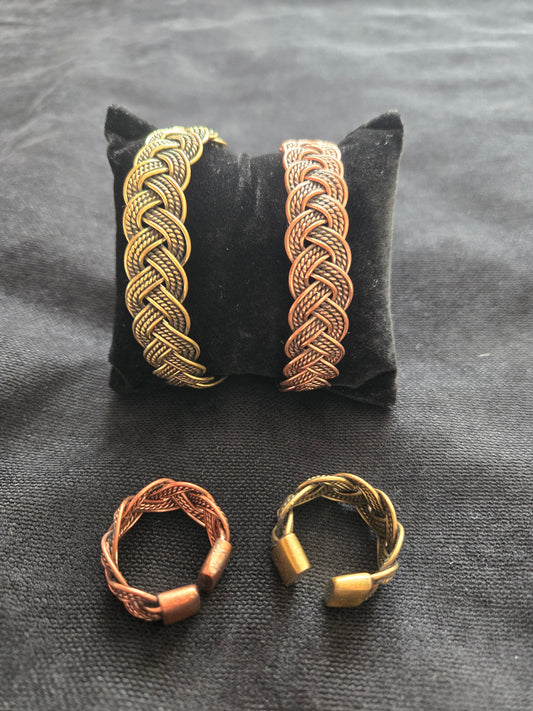 Braided Copper Bracelet & Ring Set