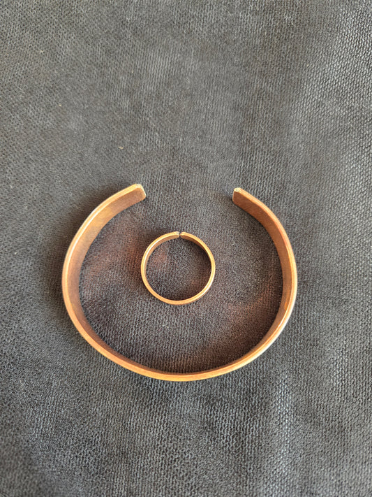 copper bracelet & ring set