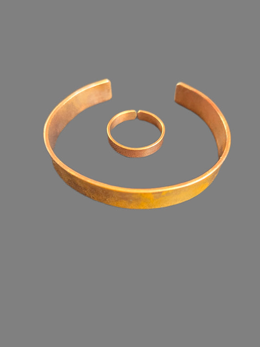Kupfer Armband & Ring Set  Pur, Minimalistisch, 